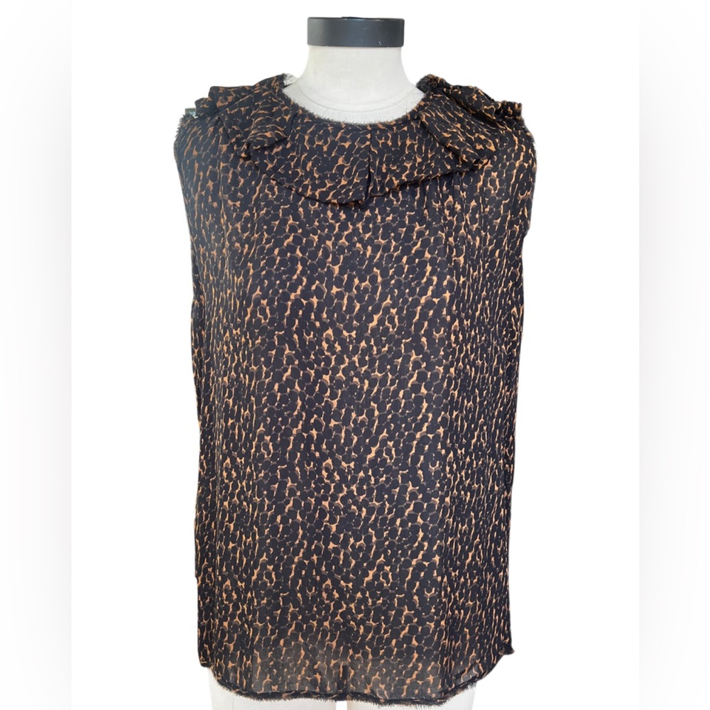 LANVIN Hiver 2010 Leopard Print Sleeveless Blouse,  French Size 42/ American 10